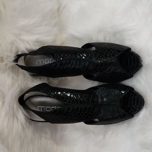 Black open toe high heels